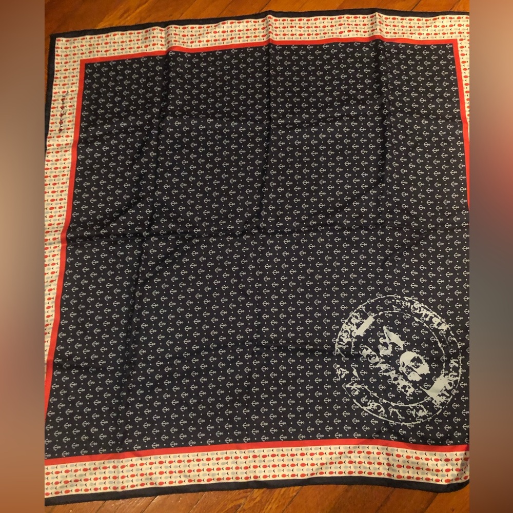 NWT Fabulous MaxMara Navy, Red & White Nautical Silk Scarf